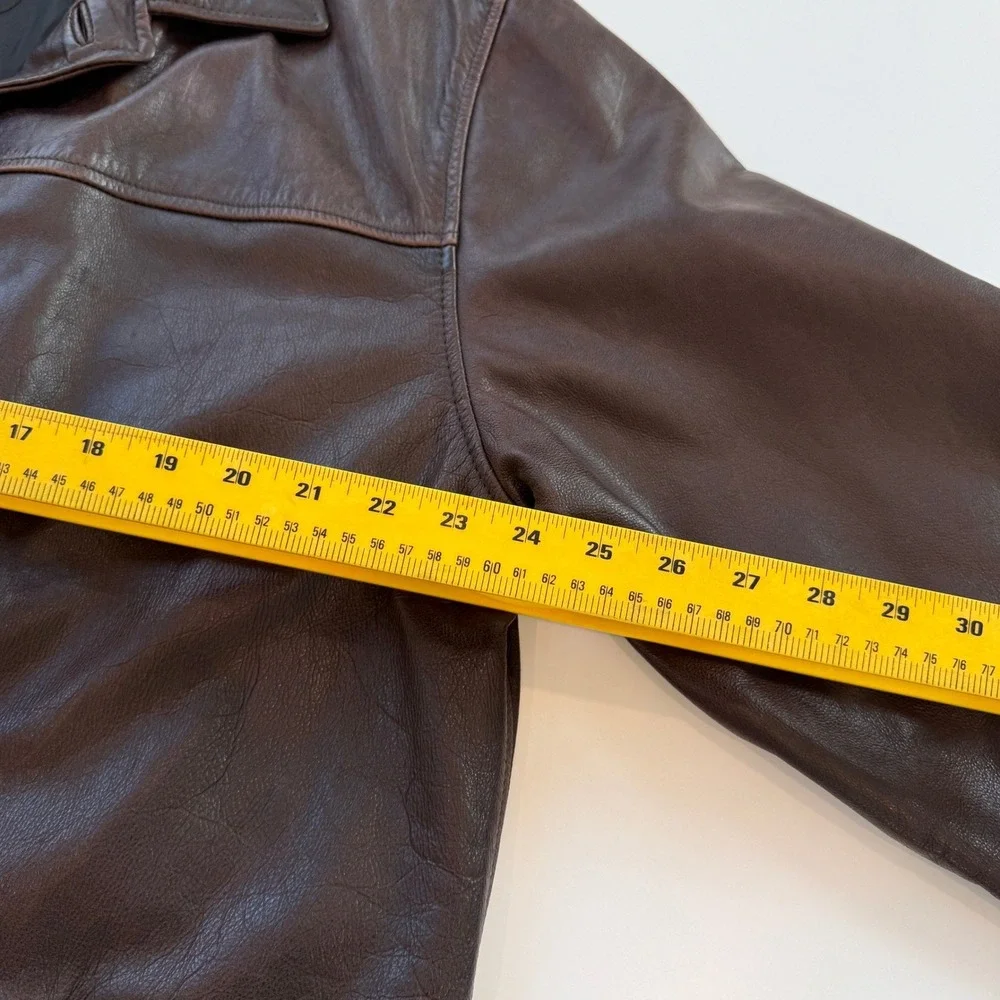 Gap Vintage Car Coat 303039 Dark Brown Genuine Leather Jacket Mens Large